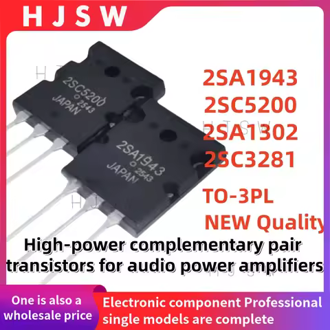 5Pcs/LOT 100% New A1943 C5200 A1302 C3281 2SA1943 2SC5200 2SA1302 2SC3281 TO-3PL Audio power amplifi