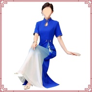 [M-5XL] Long Sleeve Long Cheongsam Dress Woman Plus Size Color Gradient Cheongsam Elegant Cheongsam 