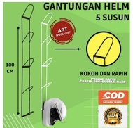RAK GANTUNGAN HELM 5 SUSUN MURAK/RAK HELM DINDING BESI/RAK HELM SERBAGUNA BESI 5 SUSUN