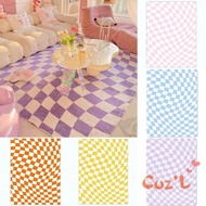 INS Style Checkerboard Pattern Large Area Living Room Imitation Cashmere Carpet Coffee Table Mat Gir