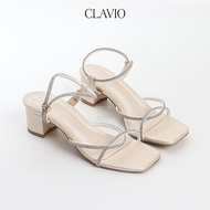 CLAVIO Moana Heels Women Black Gold Bronze Heels for Women