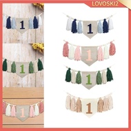 [Lovoski2] 1st Birthday High Chair Banner, First Birthday Party Decoration, Wooden Bead Tassels 1st 