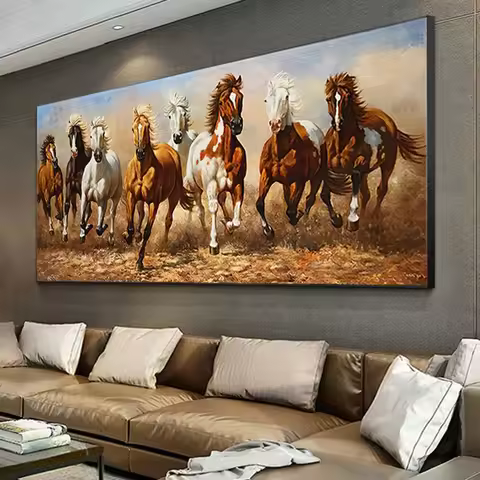 Large 7 White Running Horses Diamond Painting Full Set 5D DIY Diamond Embroidery Crystal Mosaic Anim