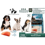 Bravery Puppy Medium Large Salmon 1 kg Repack Hypoallergenic Dog Food GMO Free USA Technology Dog Fo