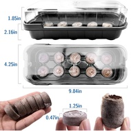 5 Pack Seed Starter Tray Seeding Starter Kits (50 Cells Total Tray)+ 50pcs Peat Pellets Seed Starter