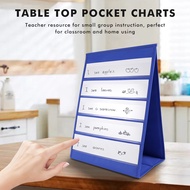 Desktop Pocket Chart Double-Sided and Self-Standing Mini Pocket Chart Stand for Individual or Small 