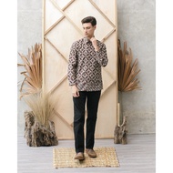 MERAH KEMEJA BATIK HERITAGE PREMIUM SHIRT WRITTEN DOBBY KUMELI RED (HAMAS 009 a)