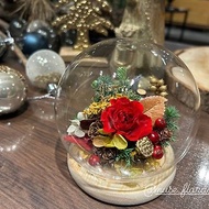 聖誕玻璃花盅/永生花花盅/玫瑰花盅/聖誕交換禮物/永生花盅罩/玻