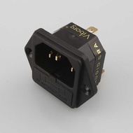 Plated Gold Fi-03G IEC AC Inlet Input Socket With Solder HIFI Fuse