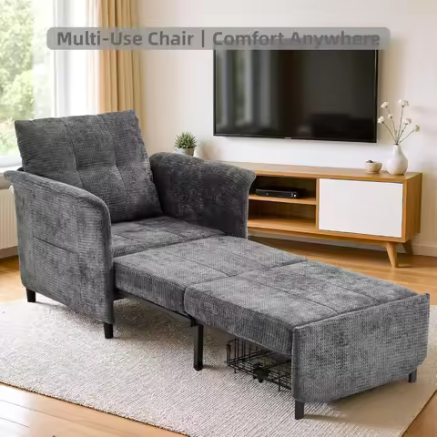 Convertible Sleeper Chair 79" Long Chair Bed w/Adjustable Backrest 4-in-1 Pull Out Lounge Chair 500 