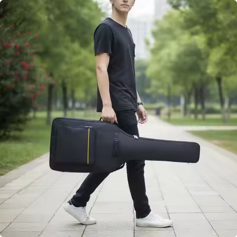 Electric Guitar Backpack Front Zip Pocket Electric Guitar Gig Bag Adjustable Straps Instrument Carri