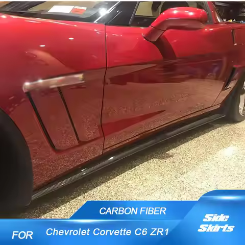 Side Skirts Extensions Lip For Chevrolet Corvette C6 ZR1 2005-2013 Carbon Fiber Side Door Bumper Ski