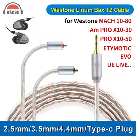 OKCSC Balanced Earphone Cable for IPX T2 LINUM ETYMOTIC EVO UE PREMIER WESTONE PRO X SERIES (X10X20X
