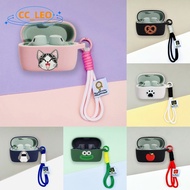 For Jabra Elite 3 Case Jabra Elite 4 Silicone Soft Shell Cute Cat Lanyard Pendant Suitable for Jabra