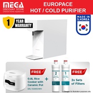 EUROPACE EWP9120D TANKLESS HOT & COLD WATER PURIFIER | Free 3 Sets of Filters & Free Rice Cooker