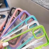Macaron Color Casing Oppo A3S A12E A5S A12 A7 F9 Hard Colour Frame Soft Transparent Case Cover Lutsi