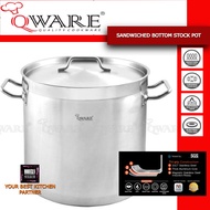 QWARE 100LTR STAINLESS STEEL SANDWICHED BOTTOM STOCK POT/PERIUK STAINLESS STEEL TEBAL SP0248