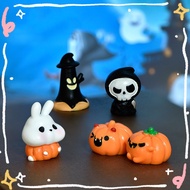 Little Black Flame Pumpkin House Rabbit Pig Car Witch Broom Vampire Skull Halloween Doll Home Landsc