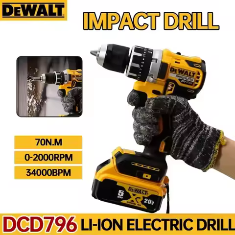 DEWALT Cordless Drill DCD796 20V Power Tool Brushless Impact Drill Cordless Electric Screwdriver, Ho