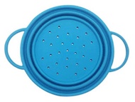 Dr. Cook 矽膠可摺疊蒸煮籃 瀝水籃 濾水籃 水果籃 16cm - 藍色