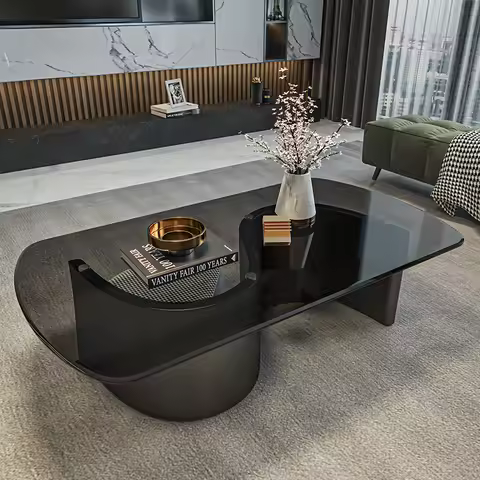Tempered glass coffee table rectangle Living room lounge center Sedentary table Luxury Decor Service