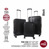 SAMEL 3-IN-1 SET FGD 432 JAPANESE CONCEPT EXPANDABLE ANTI-THEFT ZIPPER FRONT OPEN LUGGAGE (20" + 24"