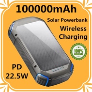 Solar PowerBank 100000mAh Waterproof Solar Charger USB Ports External Charger Powerbank