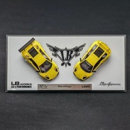 PreSale 404 Error 1:64 LBWK Murcielago Yellow Dual Car Set Resin Car Model