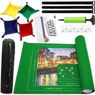 Portable Puzzle Mat Roll Up - with 9 Glue Sheets, Sorting Trays, Hand Pump, Inflatable Tube, and Sto