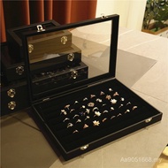 Jewelry Jewelry Box Lattice Earrings Black Storage Glass Display Box Anti-dust Bracelet Necklace Rin