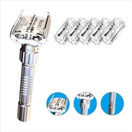 ZX Popular stores มีดโกนหนวด ming shi 3000S ปรับได้ 9 ระดับ ทรงคลาสสิค ฟรี ใบมีด 5 ใบ (เงิน) Mingshi