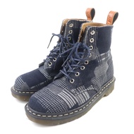 狀況極佳★ Dr.Martens Martens Pascal Bolo 牛仔布 8 孔繫帶短靴，海軍藍，英國尺寸 5，英國製造，男女皆宜。