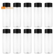 10Pcs 400Ml/13.5Oz Plastic Juice Bottle Transparent Coarse Cereals Storage Container Beverage Bottle