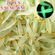 CLEIGHTEEN8H 20 Pcs Fishing Lures, Wobblers Swimbaits Soft T Tail Worm Lure,  Bass Fishing Tackle Sm