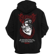 SEISHIN SWITER HOODIE SATANIC switer kualitas distro bahan caton fleece sablon plastisol warna hitam