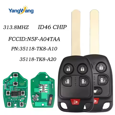 YangWang N5F-A04TAA 5/6 Button Remote Car Key for Honda Odyssey EX 2011 2012 2013 2014 313.8Mhz ID46