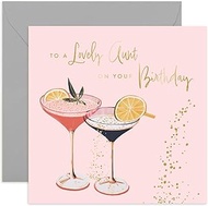 Old English Co. Auntie Birthday Card - Special Birthday Card for Women - Fabulous Pink Purple Cockta