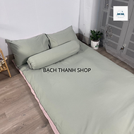 Bộ Ga Áo Bọc Nệm Topper 4 Món ( 1 áo bọc nệm + 2 áo gối + 1 áo gối ôm) Trơn Màu Chất Cotton Tici Cao