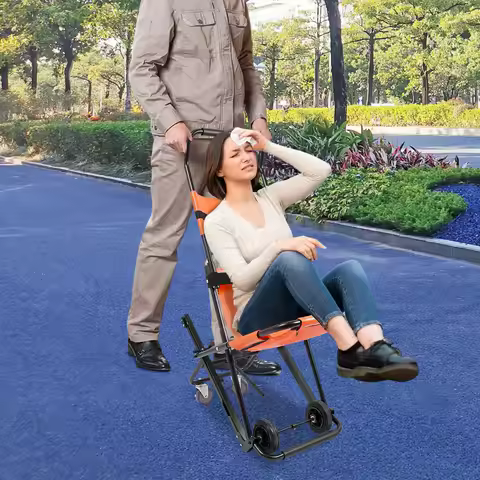 Foldable Emergency Stair Chair with Wheels, EMS Stair Chair, Portable Transport Stair Chair, 350 lbs