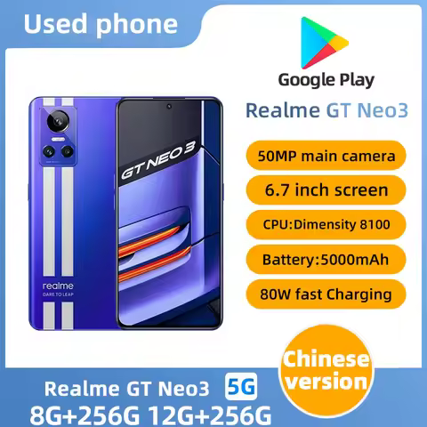 Realme GT Neo3 Android 5G Unlocked 6.7 inch 256G All Colours in Good Condition Original used phone