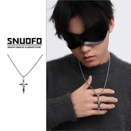 SNUOFO Men's Cross Star Necklace Trendy Fashion Simple Minimalist Pendant Cool Aesthetic Guys