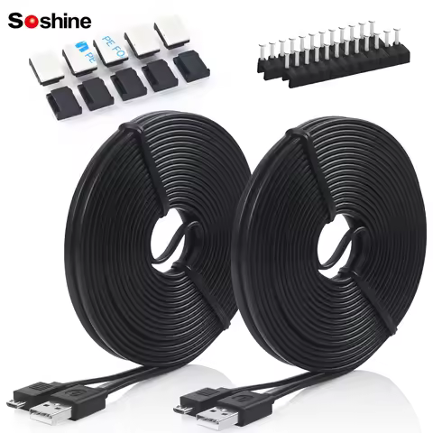 Soshine Long Micro USB Cable 8m USB Flat Cable to Micro USB Charging Cord for PS4 Controller Securit