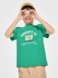 男童裝|Logo純棉小熊印花圓領短袖T恤-綠色