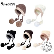 BSUNSTORE Beanies Bear Hat, Thickened Wool Ear Protection Hat, Cute Crochet Bear Ear Warm Hat Autumn