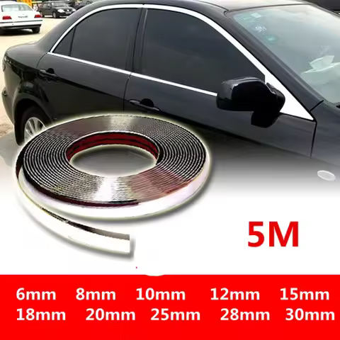 Car Door Protection Car Exterior Chrome Body Strip 5M Bumper Molding Decorative Sticker 6MM 10MM 12M