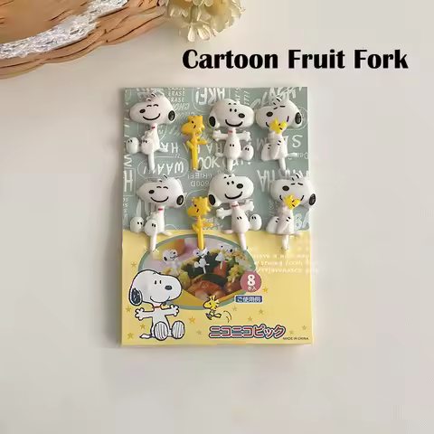 Snoopy Cartoon Fruit Fork Cute Bento Pick Portable Dessert Cake Pick Set Kawaii Tableware Fruit Vege