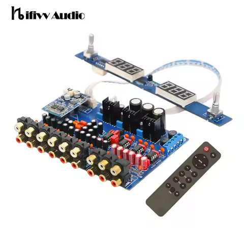 Hifi 5.1 Channel Digital Display Remote Control Tone Preamplifier Board 6CH Hi-fi Pre Amplifier Supp