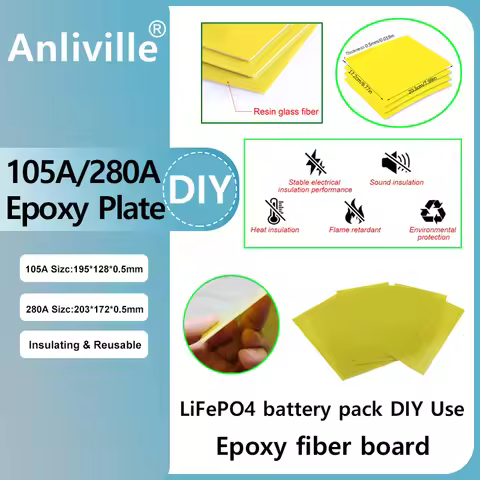 Anliville 1-24PCS Epoxy Fiberglass Board-for3.2V 95Ah 105Ah 280Ah 320Ah LiFePO4 Cells,12.8V Battery 