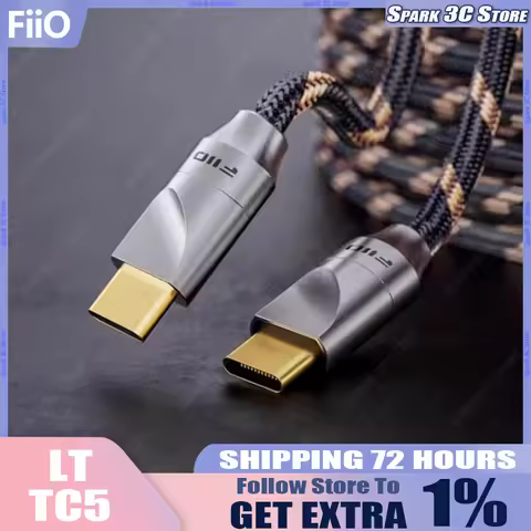 FiiO LT-TC5 Silver-plated Pure Copper Data Line Type C To Type C Ear Custom Amplifier Digital Audio
