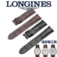 6/11✈Suitable for Longines watch strap leather belt L2 famous craftsman moon phase army flag collection butterfly buckle